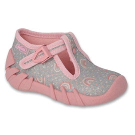 Пантофи Befado за момиче, сиви с дъги, 110n490