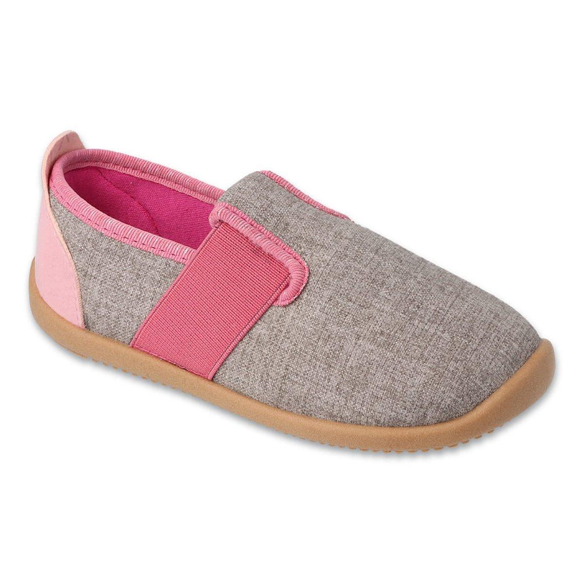 BEFADO SOFTER BAREFOOT 901Y014 Детски пантофи с кожена стелка, Сиви с розово