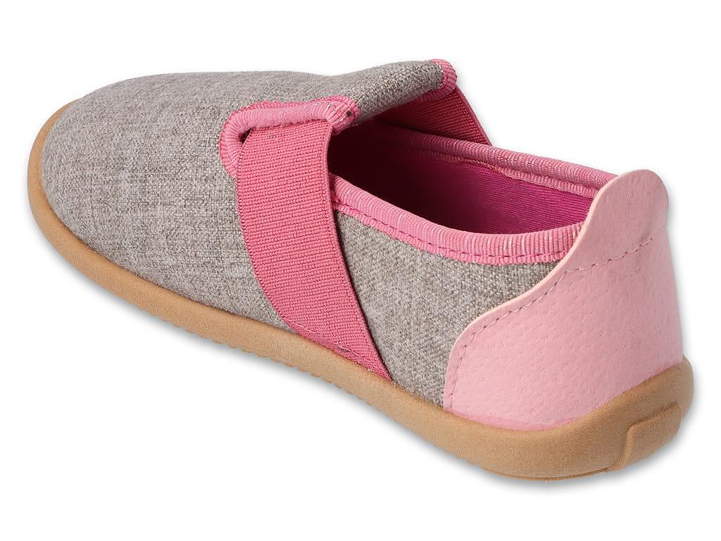 BEFADO SOFTER BAREFOOT 901Y014 Детски пантофи с кожена стелка, Сиви с розово
