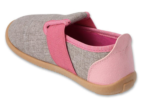 BEFADO SOFTER BAREFOOT 901Y014 Детски пантофи с кожена стелка, Сиви с розово