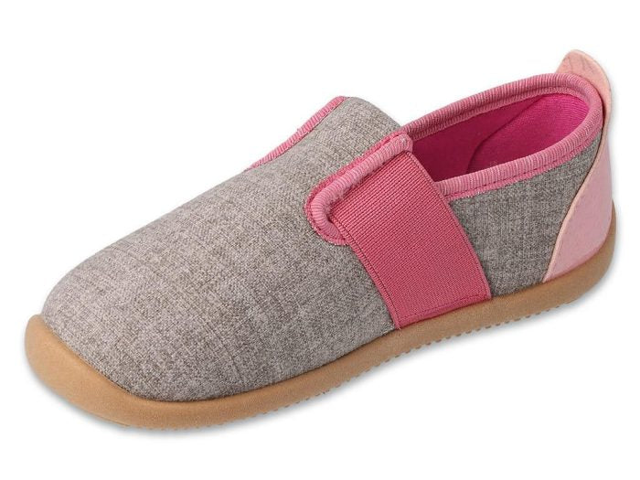 BEFADO SOFTER BAREFOOT 901Y014 Детски пантофи с кожена стелка, Сиви с розово