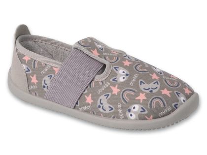 Befado Softer Barefoot 901X019 - Пантофи за детска градина, Сиви с котенца